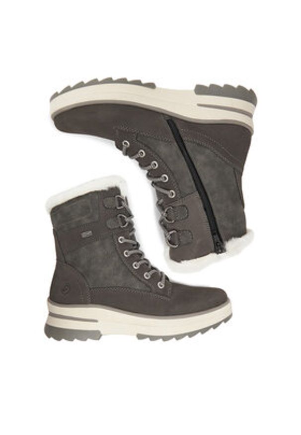 Remonte Trzewiki CEO-D2B73-45 Szary. Kolor: szary. Materiał: skóra, nubuk