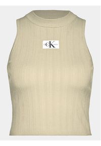 Calvin Klein Jeans Top Label J20J223151 Zielony Slim Fit. Kolor: zielony. Materiał: lyocell
