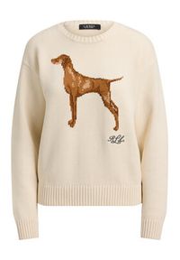 Lauren Ralph Lauren - LAUREN RALPH LAUREN Sweter 200P14120001 Kremowy Regular Fit. Kolor: kremowy. Materiał: bawełna #6