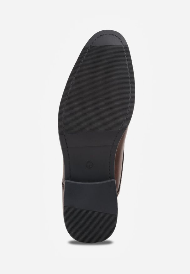 Born2be - Ciemnobrązowe Półbuty Wizytowe ze Skórzaną Wkładką i Geometryczną Wstawką Everis. Kolor: brązowy. Materiał: skóra. Wzór: geometria. Styl: wizytowy