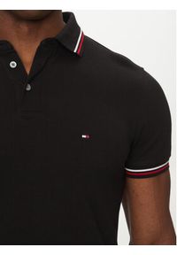 TOMMY HILFIGER - Tommy Hilfiger Polo Tipped MW0MW37346 Czarny Slim Fit. Typ kołnierza: polo. Kolor: czarny. Materiał: bawełna