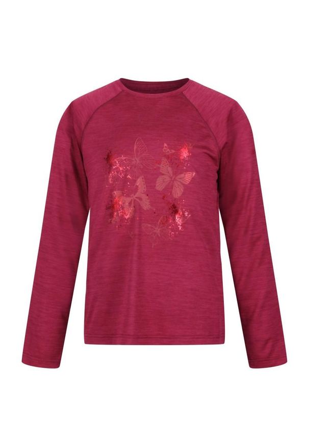 Bluzka turystyczna dziecięca Regatta Burnlee. Kolor: czerwony. Sport: turystyka piesza