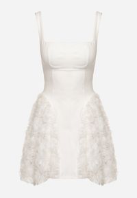 Born2be - Biała Sukienka Rozkloszowana z Wiązaniem i Koronką z Różami Pandiva. Okazja: na co dzień. Typ kołnierza: dekolt kwadratowy. Kolor: biały. Wzór: koronka. Typ sukienki: rozkloszowane. Materiał: koronka. Długość rękawa: na ramiączkach. Sezon: lato. Styl: casual #2