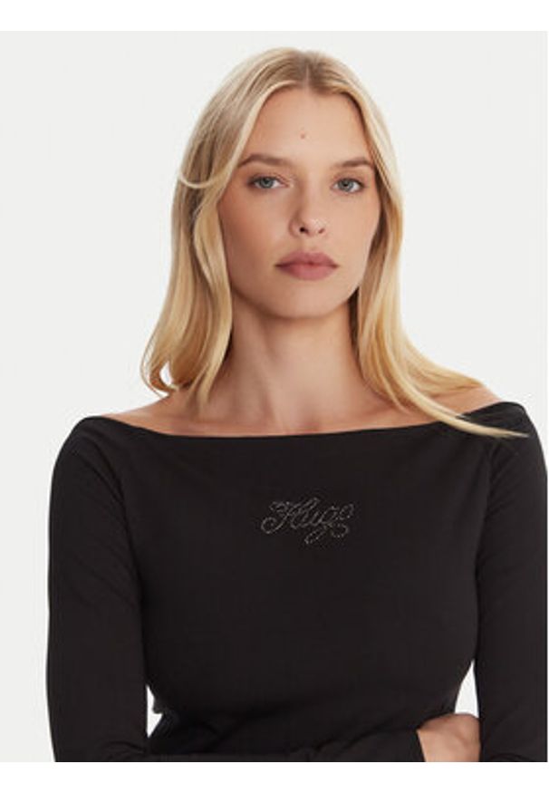 Hugo - HUGO Sukienka codzienna Noffal_B 50546941 Czarny Slim Fit. Okazja: na co dzień. Kolor: czarny. Materiał: bawełna. Typ sukienki: proste. Styl: casual