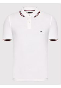 TOMMY HILFIGER - Tommy Hilfiger Polo Tipped MW0MW13080 Biały Slim Fit. Typ kołnierza: polo. Kolor: biały. Materiał: bawełna