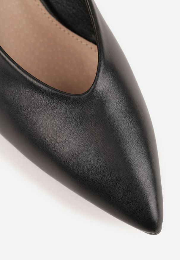 Renee - Czarne Czółenka na Słupku Vices ze Skórzaną Wkładką Alinire. Kolor: czarny. Materiał: skóra. Obcas: na słupku. Styl: elegancki
