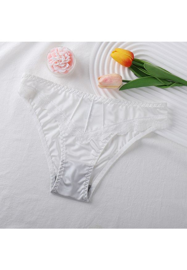 Intica - Figi damskie z koronką eleganckie i wygodne Shakuntala. Kolor: biały. Materiał: koronka. Wzór: koronka