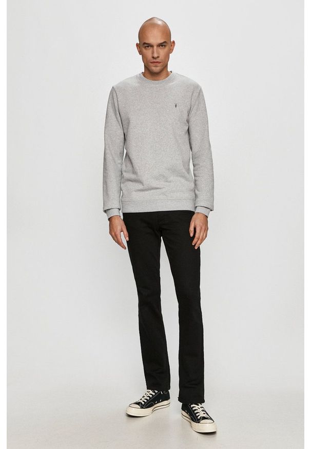 AllSaints - Bluza Raven Crew. Okazja: na co dzień. Kolor: szary. Materiał: dzianina. Wzór: gładki. Styl: casual