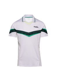 Koszulka do tenisa z krótkim rekawem męska Diadora POLO SS holly green/white. Typ kołnierza: polo. Kolor: zielony, biały, wielokolorowy. Długość: krótkie. Sport: tenis #1