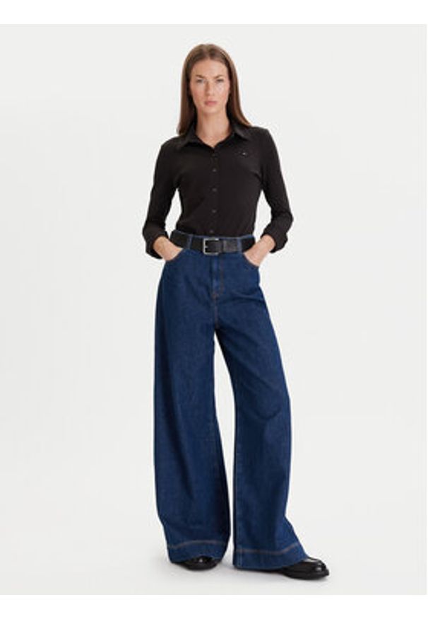TOMMY HILFIGER - Tommy Hilfiger Koszula 1985 WW0WW43528 Czarny Slim Fit. Kolor: czarny. Materiał: bawełna