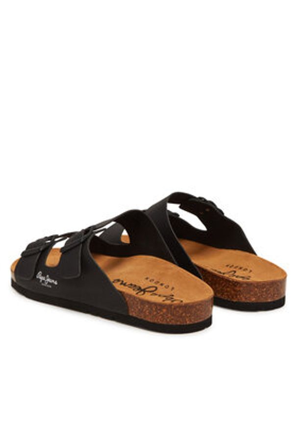 Pepe Jeans Klapki PLS90638 Czarny. Kolor: czarny. Materiał: skóra