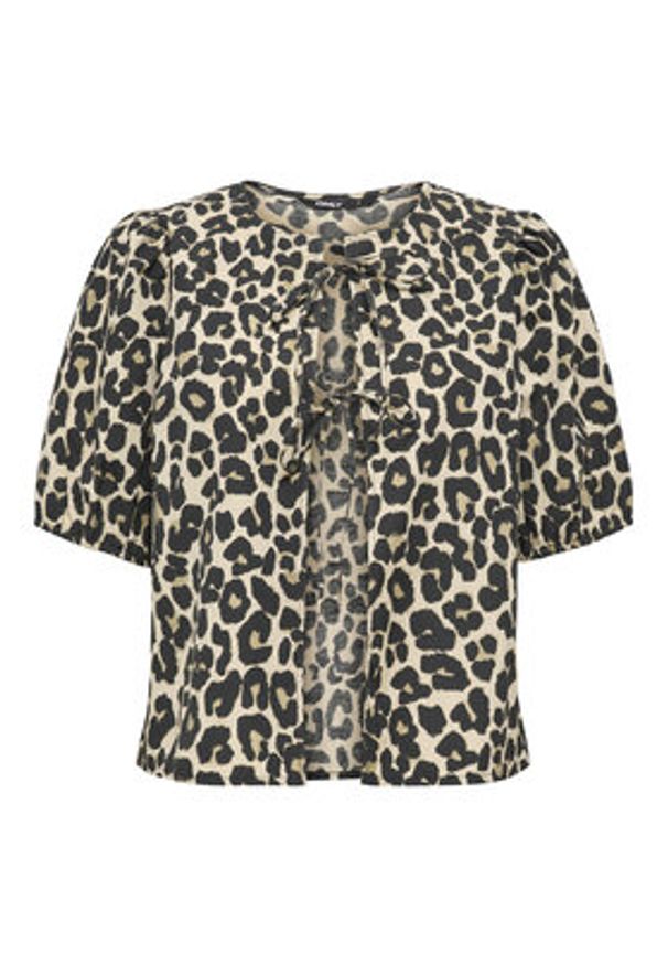 only - ONLY Bluzka Jenna 15368592 Beżowy ciemny Regular Fit. Kolor: beżowy. Materiał: bawełna