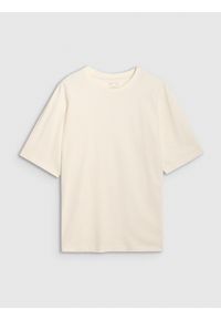 4f - T-shirt oversize z modalem męski - biała. Okazja: na co dzień. Kolor: biały. Materiał: bawełna, dzianina, materiał. Długość rękawa: krótki rękaw. Długość: krótkie. Styl: sportowy, casual, klasyczny