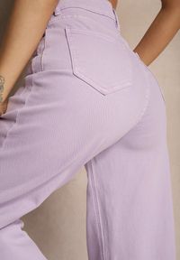Renee - Fioletowe Jeansy High Waist o Szerokim Kroju Silseli. Okazja: na co dzień. Stan: podwyższony. Kolor: fioletowy. Styl: casual, elegancki