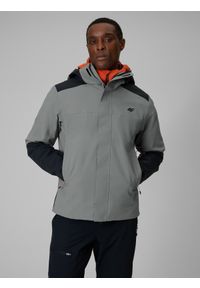 4f - 4F Kurtka trekkingowa membrana 10000 męska - szara 3XL. Kolor: szary. Materiał: materiał. Długość: długie #1