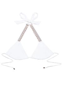 BEACH BUNNY - Top od bikini Pretty In Pearls. Kolor: biały. Materiał: materiał. Wzór: aplikacja #2