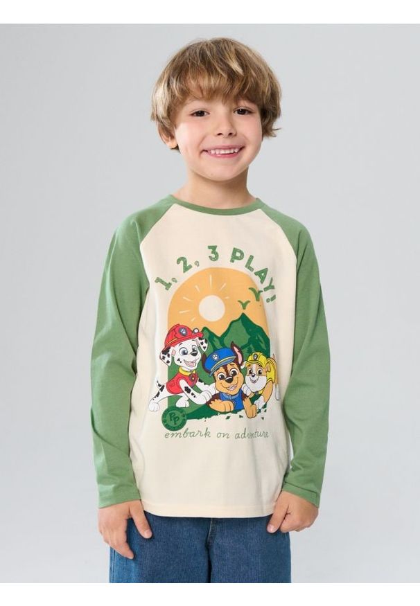 Sinsay - Koszulka z długimi rękawami PAW Patrol - zielony. Kolor: zielony. Długość rękawa: długi rękaw. Długość: długie
