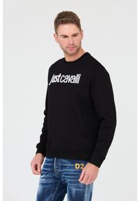 Just Cavalli - JUST CAVALLI Czarna męska bluza R Logo, Rozmiar M. Typ kołnierza: bez kaptura. Kolor: czarny #6