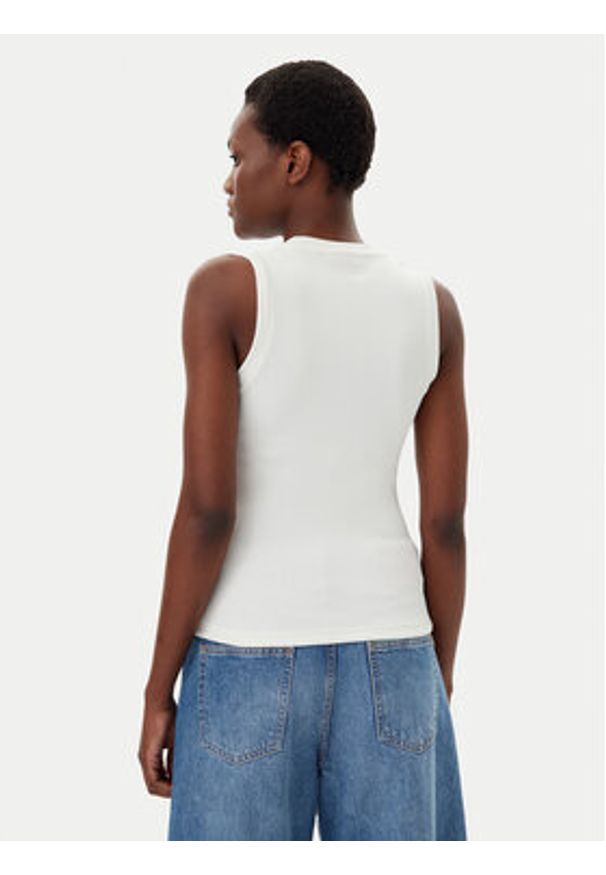 Hugo - HUGO Top Delanive 50534050 Biały Slim Fit. Kolor: biały. Materiał: syntetyk