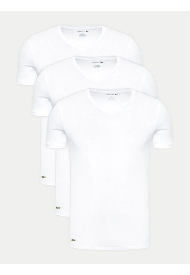 Lacoste Komplet 3 t-shirtów TH3374 Biały Slim Fit. Kolor: biały. Materiał: bawełna