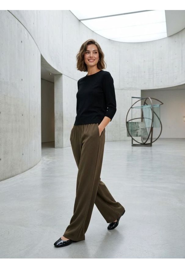 Sinsay - Spodnie palazzo - brązowy. Kolor: brązowy