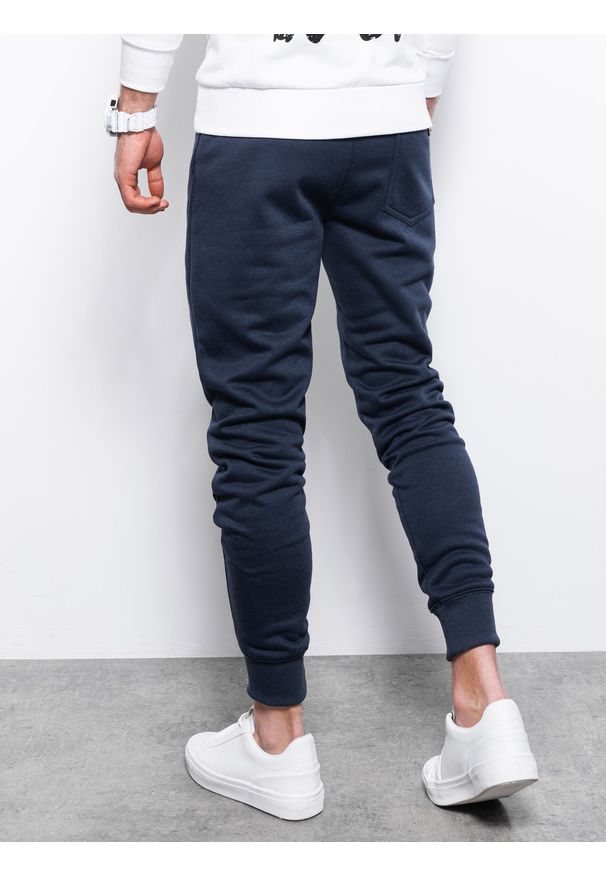 Ombre Clothing - Spodnie męskie dresowe joggery P867 - granatowe - XXL. Kolor: niebieski. Materiał: dresówka