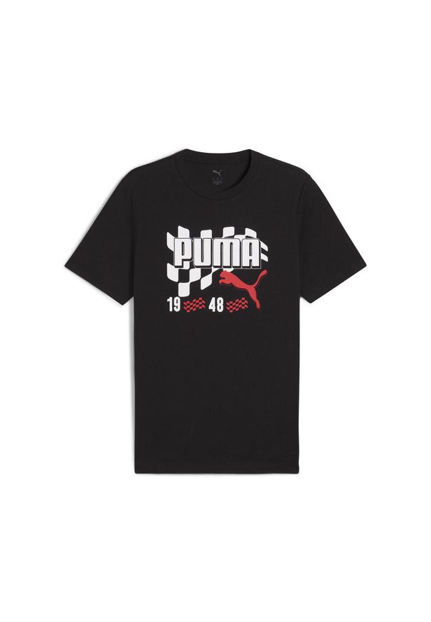 Puma - Męska koszulka Graphics Moto Flag PUMA Black. Kolor: czarny. Materiał: guma. Wzór: nadruk