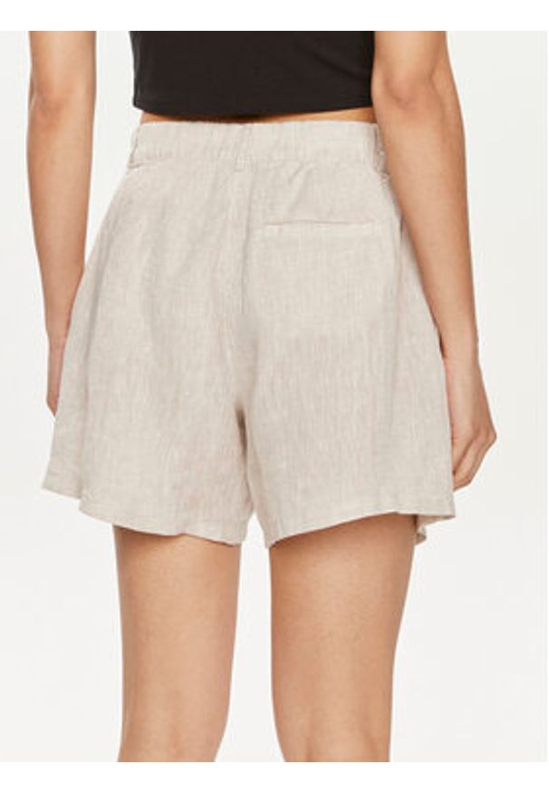 Gina Tricot Szorty materiałowe 22174 Beżowy Regular Fit. Kolor: beżowy. Materiał: len