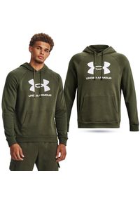 Under Armour - Bluza fitness męska UNDER ARMOUR Rival Fleece Logo Hoodie z kapturem. Typ kołnierza: kaptur. Kolor: zielony. Sport: fitness #1