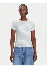 Tommy Jeans T-Shirt Essential DW0DW17383 Zielony Slim Fit. Kolor: zielony. Materiał: bawełna