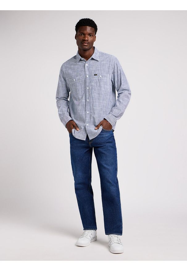 Lee - LEE MĘSKA KOSZULA LEE WORKER SHIRT 2.0 INDIGO HICKORY 112349939