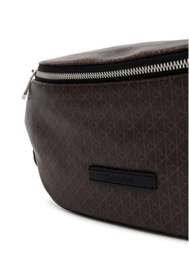 Calvin Klein Nerka Emblem Aop Coated Waistbag LV04D3135G Brązowy. Kolor: brązowy. Materiał: skóra