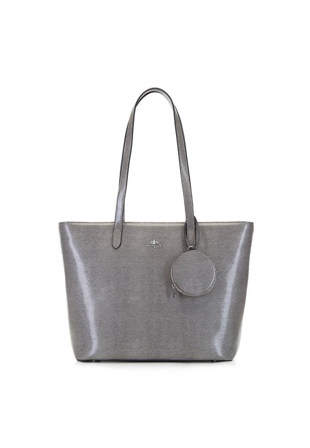 Wittchen - Torebka shopperka skórzana trapezowa. Kolor: szary. Dodatki: z breloczkiem. Materiał: skórzane. Styl: elegancki, casual. Rodzaj torebki: na ramię