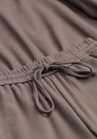 Born2be - Ciemnozielony Komplet Bawełniany Spodnie Szerokie ze Sznurkiem w Pasie i Bluza ze Ściągaczami Urionne. Kolor: zielony. Materiał: bawełna #7