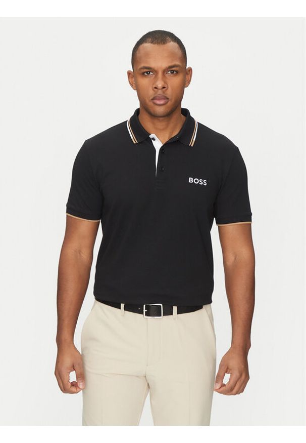 BOSS Polo Paddy Pro 50469102 Czarny Regular Fit. Typ kołnierza: polo. Kolor: czarny. Materiał: syntetyk