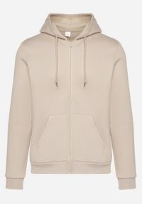 Born2be - Beżowa Rozpinana Bluza z Bawełną i Kapturem Typu Oversize Diosa. Okazja: na co dzień. Kolor: beżowy. Materiał: bawełna. Sezon: wiosna, jesień. Styl: klasyczny, casual