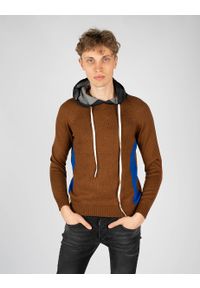 Takeshy Kurosawa Sweter "With Hood" | 83149 | Maglia | Mężczyzna | Brązowy. Okazja: na co dzień. Kolor: brązowy. Materiał: akryl, wełna. Wzór: aplikacja. Styl: casual #3