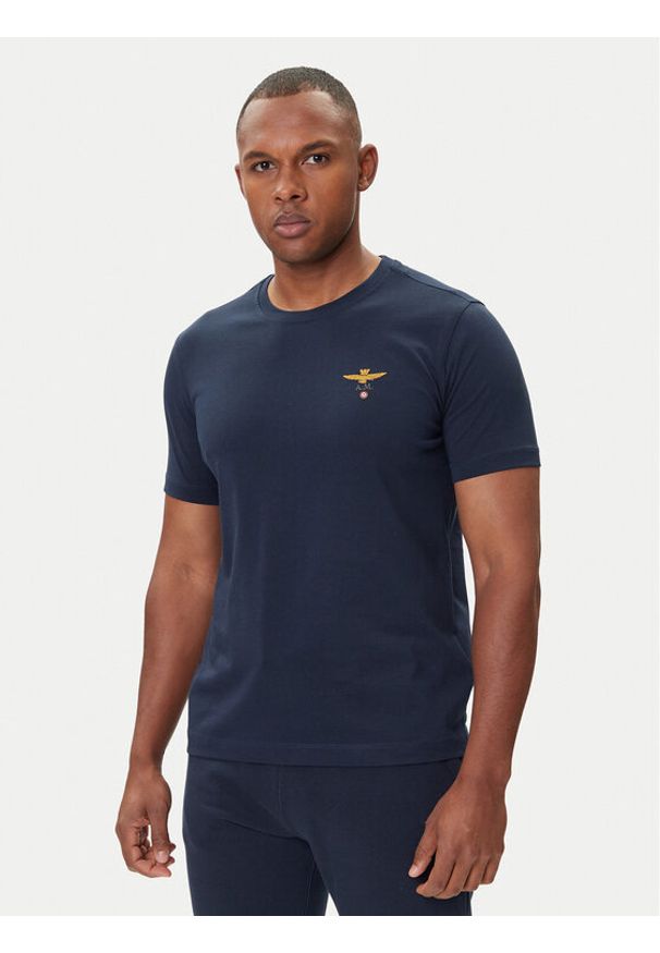 Aeronautica Militare T-Shirt 252TS1580UJ00372 Granatowy Regular Fit. Kolor: niebieski. Materiał: bawełna