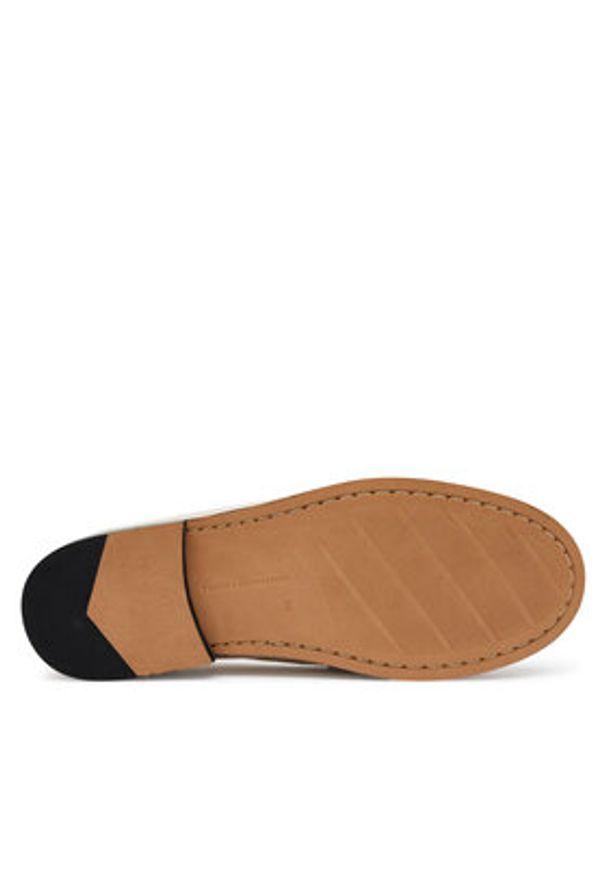 TOMMY HILFIGER - Tommy Hilfiger Półbuty Soft Leather Horsebit Loafer FW0FW08414 Écru. Materiał: skóra