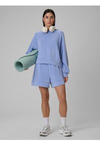 4f - 4F Bluza dresowa regular z kapturem damska - granatowa XS. Okazja: na co dzień. Typ kołnierza: kaptur. Kolor: niebieski. Materiał: dresówka. Styl: casual, klasyczny #2