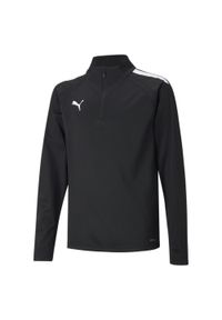 Puma - Młodzieżowa koszulka piłkarska z zamkiem 1/4 teamLIGA PUMA Black White. Kolor: czarny, biały, wielokolorowy. Sport: piłka nożna #1