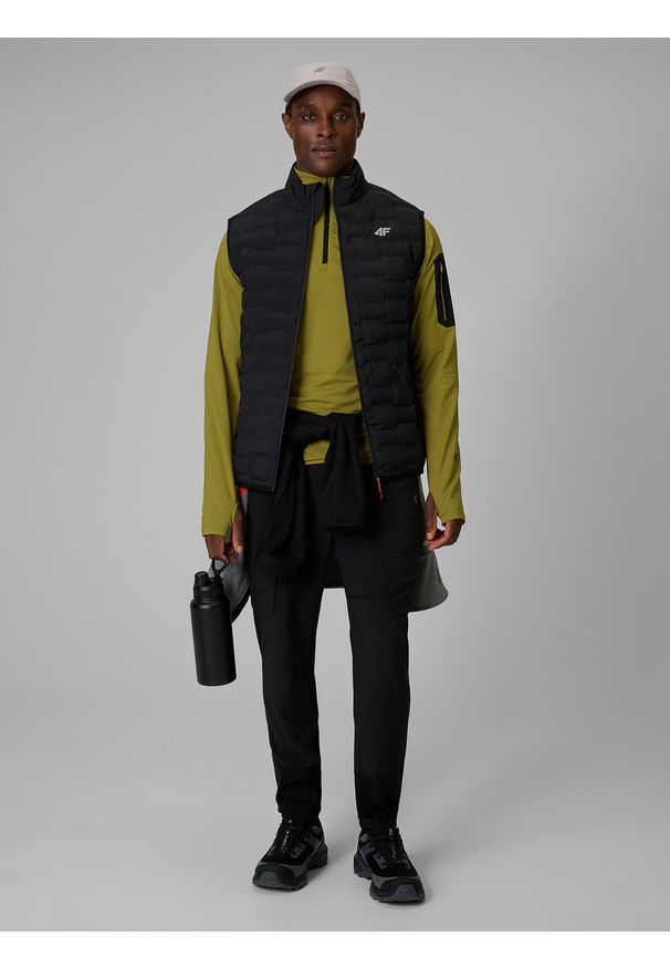 4f - 4F Bluza trekkingowa regular bez kaptura męska - zielona XL. Typ kołnierza: bez kaptura. Kolor: zielony. Materiał: materiał. Długość: długie