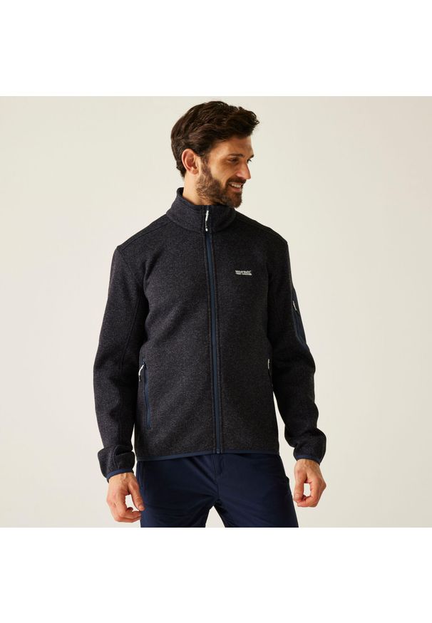 Regatta - Polar męski rozsuwany Newhill. Kolor: niebieski. Materiał: polar. Wzór: melanż. Sport: turystyka piesza