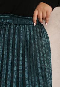Renee - Ciemnozielona Spódnica Plisowana w Cętki Dryope. Kolor: zielony. Materiał: tkanina #5