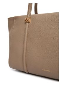 Calvin Klein Torebka Emblem Hw Pebble Tote LV04F3424G Beżowy. Kolor: beżowy. Materiał: skórzane #6