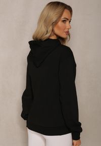 Renee - Czarna Bluza Ozdobiona Napisem z Kangurkową Kieszenią i Kapturem Hecconia. Kolor: czarny. Wzór: aplikacja, napisy #5