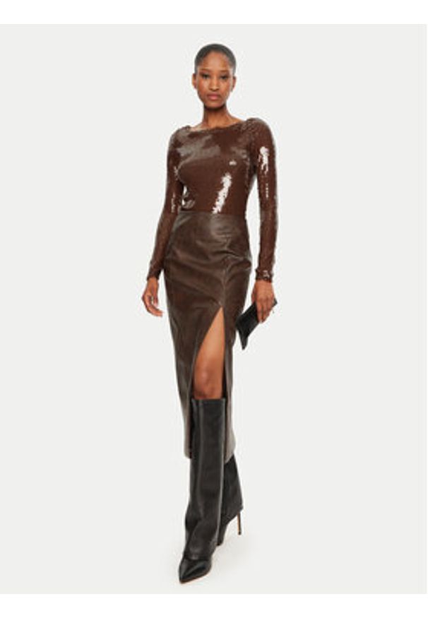 BARDOT Body Brenna 59567TB Brązowy Slim Fit. Kolor: brązowy. Materiał: syntetyk