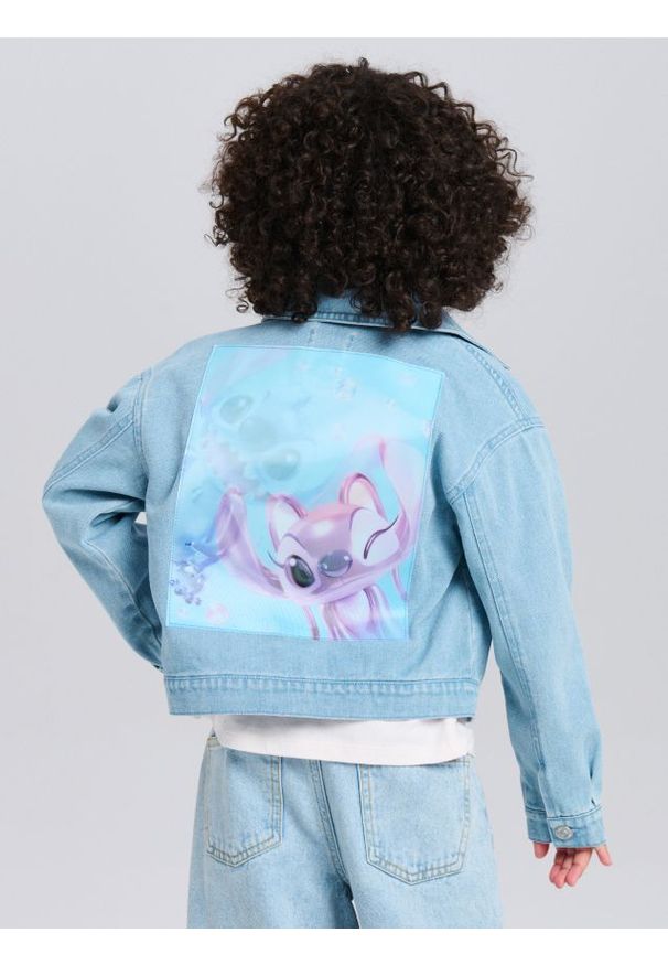 Sinsay - Kurtka katana z nadrukiem na plecach Stitch - niebieski. Kolor: niebieski. Wzór: nadruk