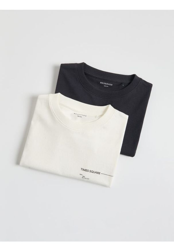 Reserved - Bawełniany t-shirt 2 pack - złamana biel. Materiał: bawełna