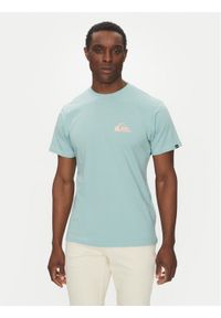 Quiksilver T-Shirt EQYZT08042 Turkusowy Regular Fit. Kolor: turkusowy. Materiał: bawełna